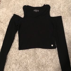 Kendall and Kylie cut out shoulder crop sweater